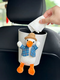 Cute Car Trash Can with Lid - Hanging Automotive Garbage Bag for Front/Rear Seat Storage