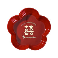 Red Wedding Candy and Dried Fruit Tray for Living Room Coffee Table, New Home Celebration Fruit Plate