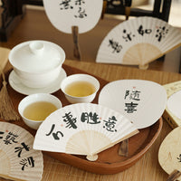 Chinese Style Retro Calligraphy Mini Fan-Shaped Blessing Postcards New Year Greeting Cards
