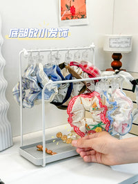 Hair Tie Holder Stand with Clips and Ties, Desktop Organizer for Hair Accessories, Necklaces, and Jewelry