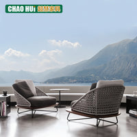 Outdoor Rattan Sofa Set with Coffee Table for Patio Garden Villa