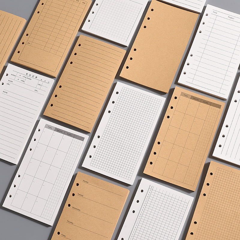 A6 Loose Leaf Planner Refills for Daily, Weekly, and Accounting Notebooks, 120gsm Paper