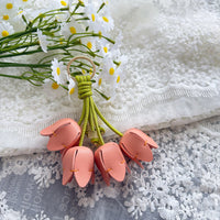 Elegant Tulip Flower Leather Keychain for Bags, Keys, and Phones