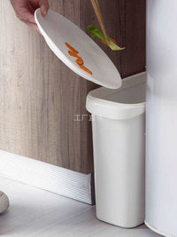 Narrow Rectangular Press-Ring Trash Can for Kitchen and Bathroom, Lidless Waste Bin