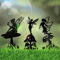 Garden Fairy Metal Silhouette Stakes for Outdoor Lawn Decor