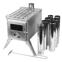 Outdoor Camping Tent Wood Stove with Viewing Window, Portable Stainless Steel/Carbon Steel Heater for Picnic & Backpacking