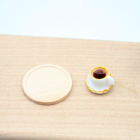 Dollhouse Miniature Coffee Cup and Wooden Tray Set for Living Room Scene