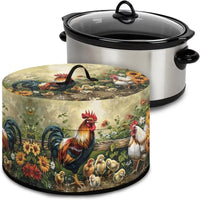 Rooster Floral Slow Cooker Dust Cover, Oil-Proof Scratch-Resistant Kitchen Appliance Protector