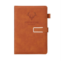 Deer Head PU Leather Notebook Set with Magnetic Buckle and Dowling Paper, Office Stationery Gift Set