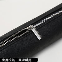 PU Leather Pencil Case for Students, Simple Solid Color Portable Stationery Pouch