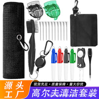 Golf Club Cleaning Brush Kit with Groove Cleaner, Marker Pen, Towel, and Divot Tool