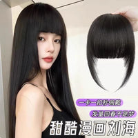 Clip-in Bangs Hairpiece for Women, Thickened Air Bangs with Temples, Invisible Front Hair Filler