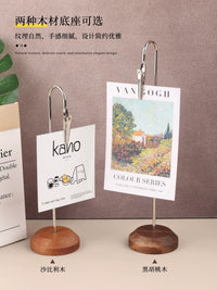Solid Wood Base Clip Desktop Display Stand for Cards, Photos, and Menus