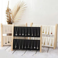 Double-Layer Wooden Necklace Display Stand for Jewelry Organization and Exhibition