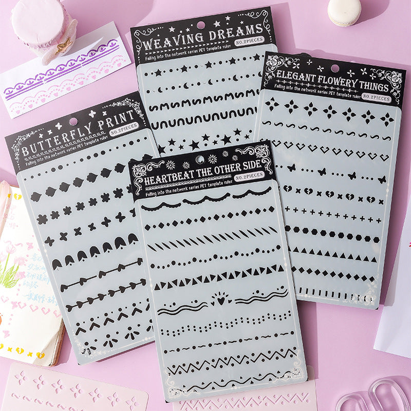 Reusable PET Stencil Set for Painting and Crafting, Hollow-Out Design Templates for DIY Art Projects