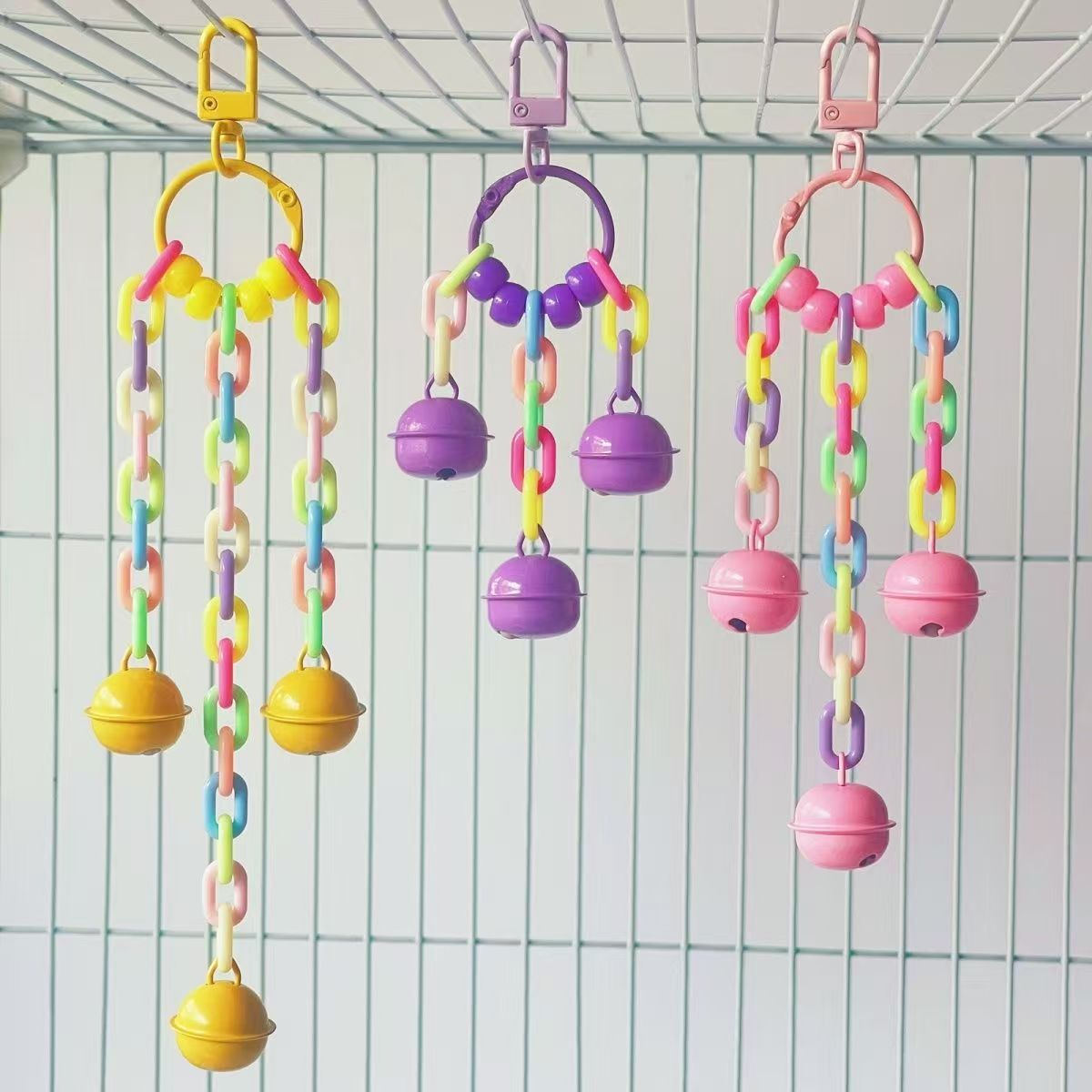 Acrylic Parrot Chew Toy with Bells for Bird Cages