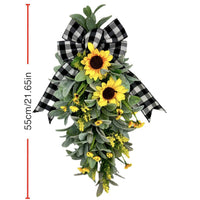 Sunflower Teardrop Door Hanging Wreath Garland for Spring Summer Home Decor