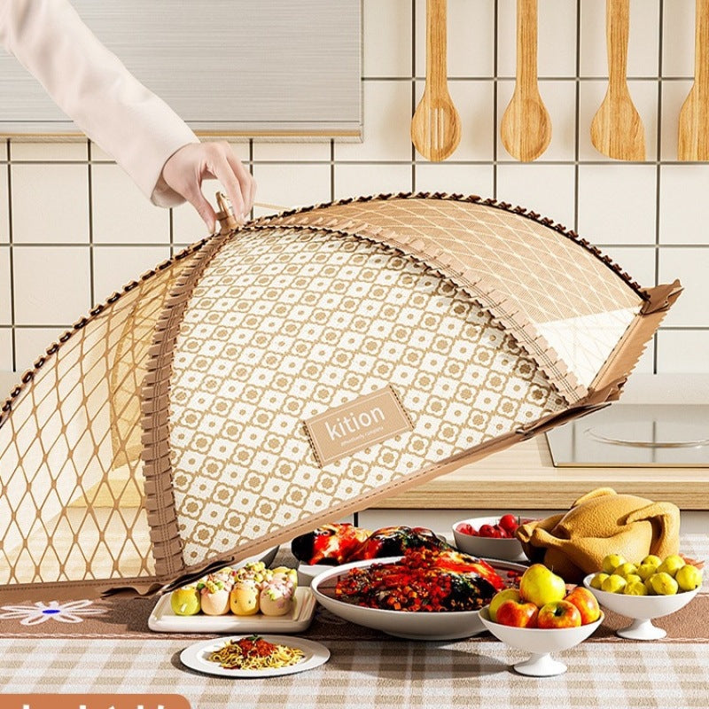 Foldable Food Cover Tent with Floral Lace Trim, Reusable Mesh Screen Food Protector for Indoor/Outdoor Dining