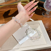 Natural Moonstone Rose Quartz Crystal Bracelet for Women, Summer Everyday Wear, Friendship Gift