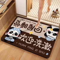 Cartoon Diatomaceous Earth Bath Mat Quick Dry Non-Slip Absorbent Floor Mat for Bathroom Toilet Entrance