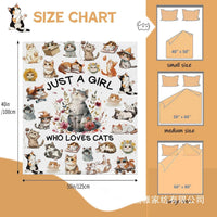 Flannel Cat Lover Blanket for Girls, Living Room Bedroom Sofa Throw