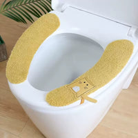 Waterproof Adhesive Toilet Seat Cushion Pad, Universal Four Seasons Plush Toilet Seat Cover with Handle