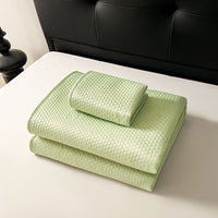Jacquard Cooling Ice Bean Silk Mat Bed Sheet Set for Summer, Machine Washable
