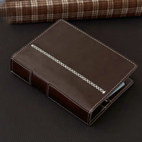 A7 Loose-Leaf Faux Leather Journal Notebook with Double Ring Binder, Portable Diary Planner