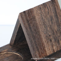 Wooden Triangular Bookshelf with Coaster and Bookmark Holder for Reading and Recipes