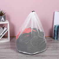 White Coarse Mesh Laundry Bag with Drawstring Closure for Delicates and Garment Protection