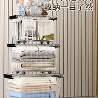 Clear Plastic Storage Box with Wheels, Large Capacity Home Clothes Organizer, Medicine Storage Container