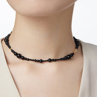 Vintage Black Onyx Beaded Necklace for Women, Non-Fading Summer Design Clavicle Chain