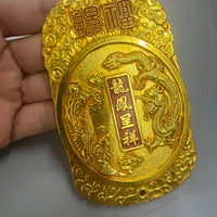 Vintage Pure Copper Gold-Plated Wealth Token Ornament with Dragon Motif