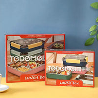 Temei 1.3L Large Stainless Steel 5-Compartment Lunch Box with Airtight Seal