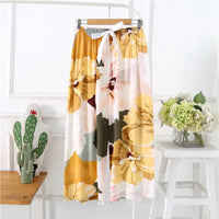 Women's Cotton Rayon Wide Leg Pants Loose Fit Summer Beach Trousers
