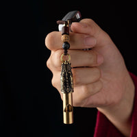 Brass Dragon Head Whistle Keychain Pendant for Outdoor Survival
