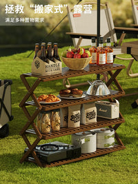 Foldable Outdoor Camping Storage Rack Portable Multi-layer Picnic BBQ Shelf for Car Travel