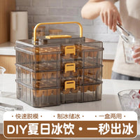 Food Grade Stackable Ice Cube Tray with Lid and Press, Multi-layer Ice Maker Mold for Homemade Ice Cubes