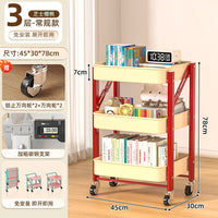 Foldable 3-Tier Storage Rack with Wheels and Handles for Kitchen and Home Organization