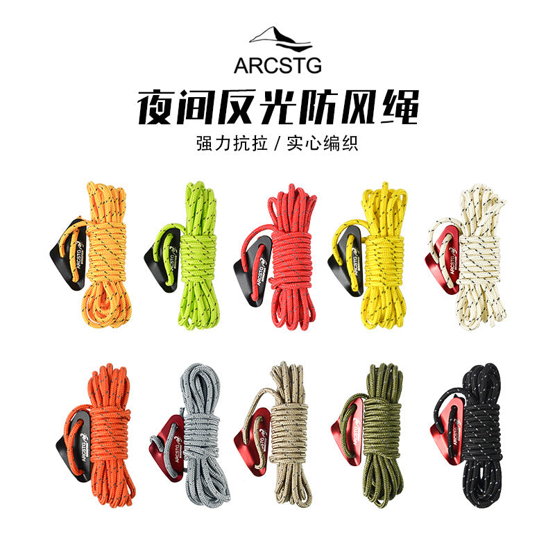 ARCSTG Reflective Windproof Guy Line for Outdoor Camping Tents with Tensioner Buckle