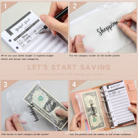 A6 PU Leather 27-Piece Budget Binder Set with Zipper Envelopes and Lined Paper