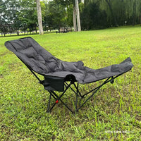 Portable Folding Recliner Chair with Padded Leg Rest for Outdoor Camping Office Lunch Break