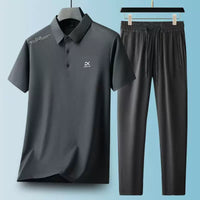 Men's Quick-Dry Polo Shirt & Pants Set for Sports & Casual Wear