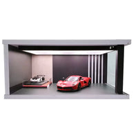 1:18 Scale Model Car Display Case with LED Lighting and Parking Garage Scene