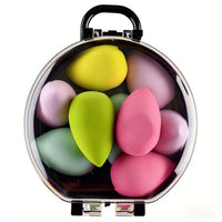 Makeup Sponge Set with Mini Suitcase, 9-Piece Waterdrop Puff Set