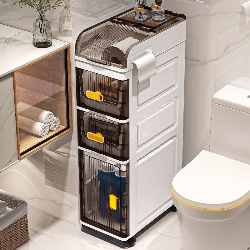 Slim Bathroom Storage Cabinet with Drawers - Waterproof Kitchen Organizer for Narrow Spaces