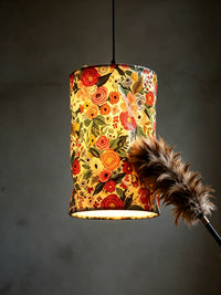 Vintage Floral Fabric Lampshade Pendant Light for Bedroom Study
