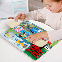 Montessori Busy Board for Toddlers, Educational Activity Toy with Locks and Laces, Early Learning Sensory Board