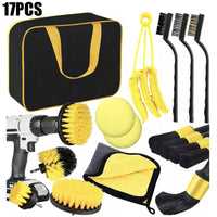 17-Piece Car Drill Brush Cleaning Kit for Tires and Interior Detailing