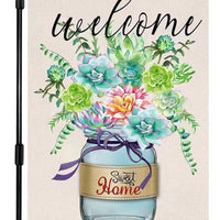 Seasonal Garden Flag Striped Floral Outdoor Decoration Linen Double-Sided Spring Summer